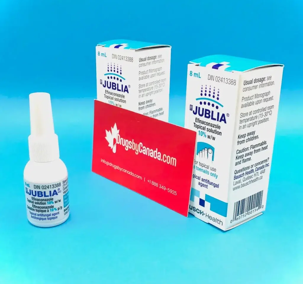 Jublia (efinaconazole) 10% topical solution 8 mL available from DrugsByCanada.com, a Canadian pharmacy offering affordable antifungal treatments for U.S. customers. Save on Jublia with fast and reliable shipping to the USA. For more information, call +1 888-349-5925 or email info@drugsbycanada.com.