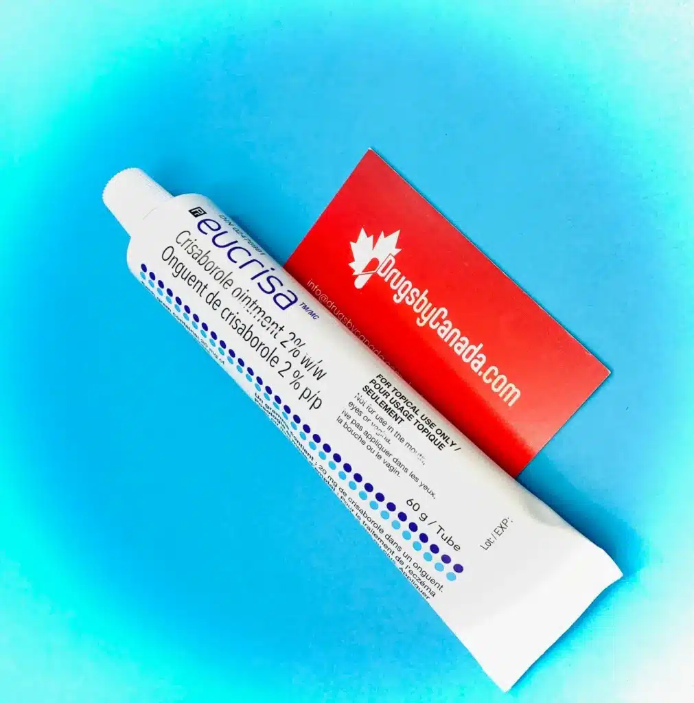 Eucrisa ointment 2% (crisaborole) tube available at DrugsByCanada.com, a Canadian pharmacy offering affordable eczema treatment for U.S. customers. Order Eucrisa at lower prices with fast shipping across the USA. For more information, call +1 888-349-5925 or email info@drugsbycanada.com