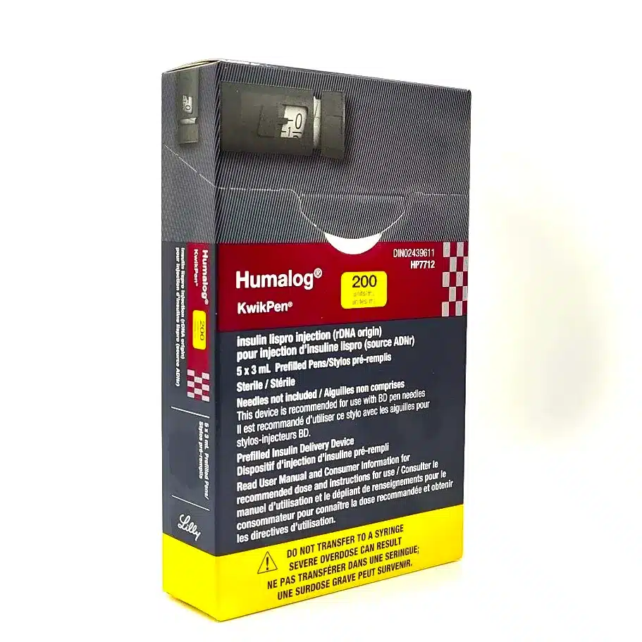 Humalog KwikPen 200 units/mL prefilled insulin pens available from DrugsByCanada.com, a leading Canadian pharmacy offering affordable diabetes treatment options for U.S. customers. Purchase insulin at reduced prices with fast and reliable shipping to the USA. Contact +1 888-349-5925 or email info@drugsbycanada.com for more details.