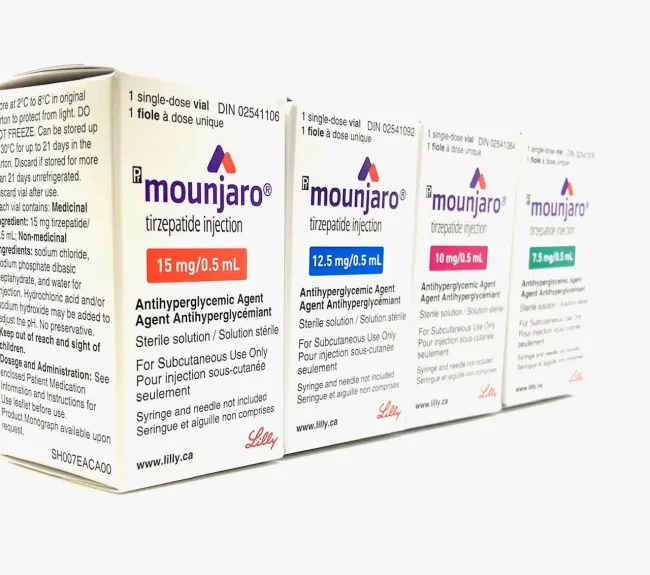 Mounjaro tirzepatide injection vials in 2.5 mg, 5 mg, 7.5 mg, 10 mg, 12.5 mg, and 15 mg doses available at DrugsByCanada.com. Affordable treatment for diabetes with U.S. shipping. Call +1 888-349-5925 for details (Alternative to Zepbound)